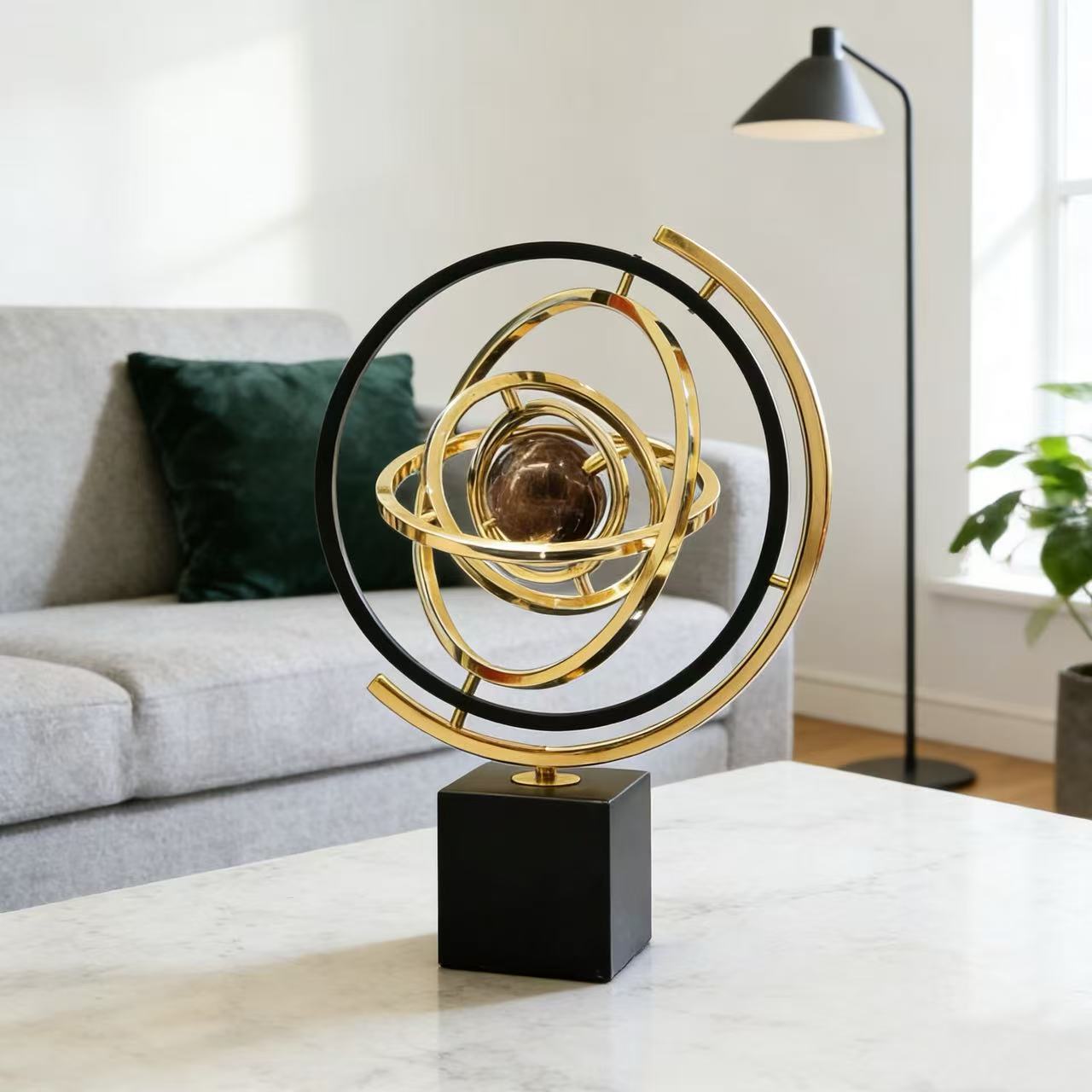 Marble Sphere Core Metal Sculpture #7134 - Limited Edition