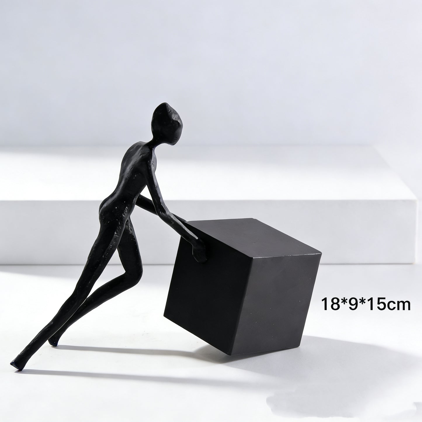 Pushing Cube Metal Sculpture #7130 - Limited Edition 5/5