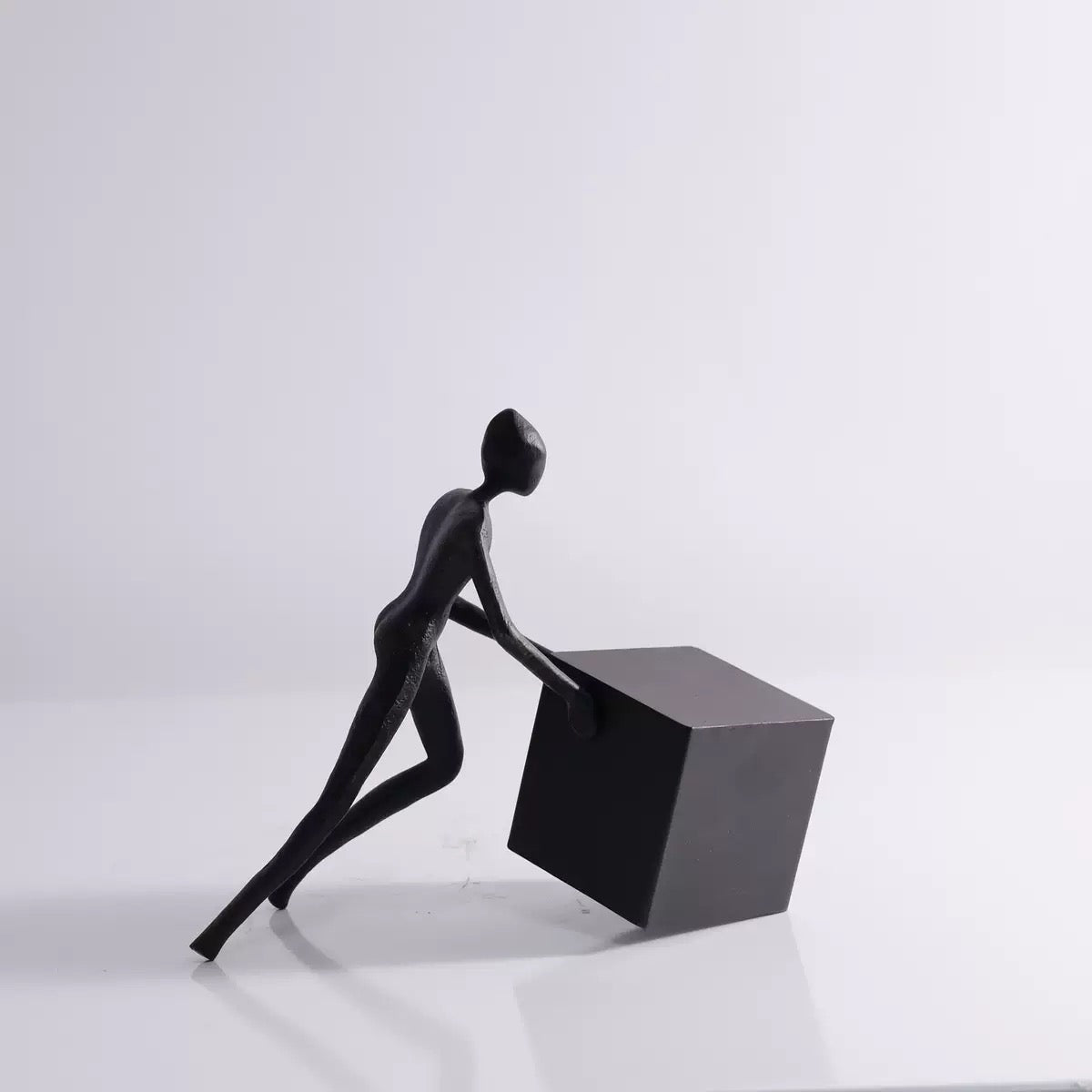 Pushing Cube Metal Sculpture #7130 - Limited Edition 5/5